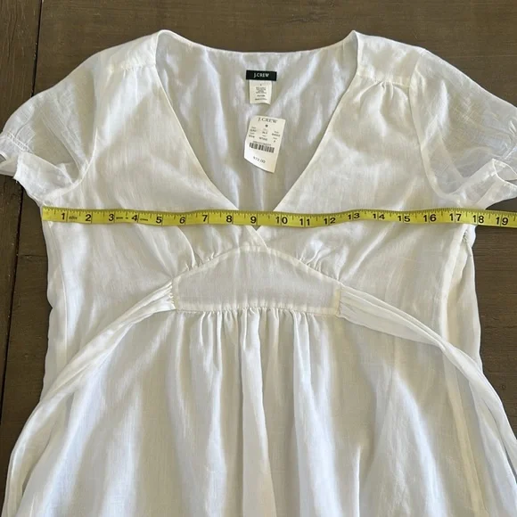 J. Crew White Wrap Blouse with Cuffed Sleeves Linen like - Picture 6 of 9